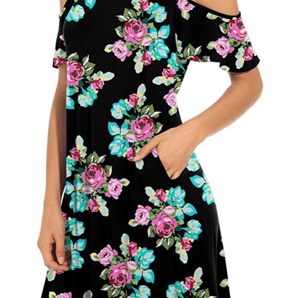 Cold Shoulder Tunic Top T-Shirt Dress - Picture 1 of 6